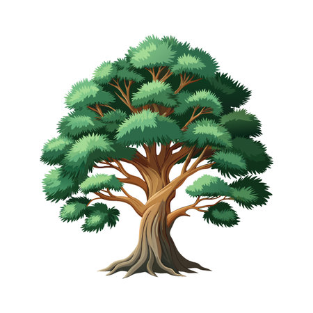 Beautiful Single Big Tree Vector Illustrationのイラスト素材