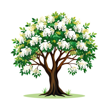 Beautiful Single Big Tree Vector Illustrationのイラスト素材
