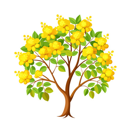 Beautiful Single Big Tree Vector Illustrationのイラスト素材
