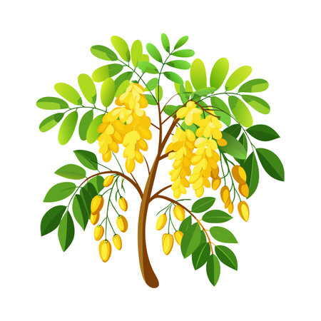 Beautiful Single Big Tree Vector Illustrationのイラスト素材