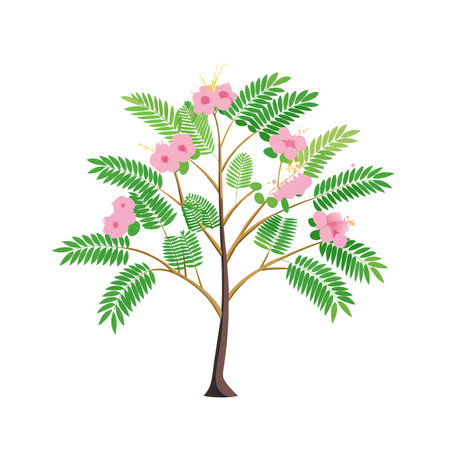 Beautiful Single Big Tree Vector Illustrationのイラスト素材