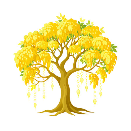 Beautiful Single Big Tree Vector Illustrationのイラスト素材