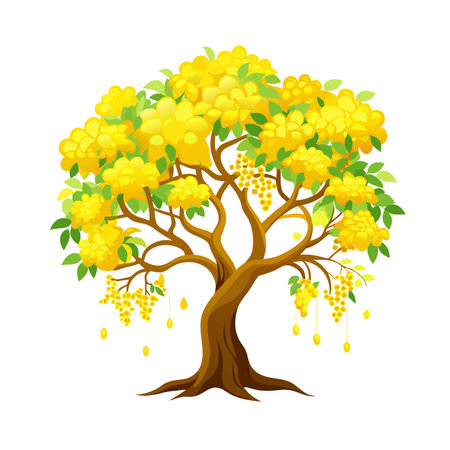 Beautiful Single Big Tree Vector Illustrationのイラスト素材