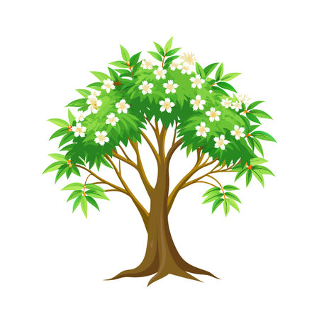Beautiful Single Big Tree Vector Illustrationのイラスト素材