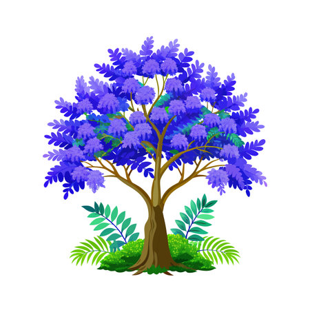 Beautiful Single Big Tree Vector Illustrationのイラスト素材