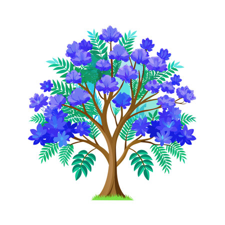 Beautiful Single Big Tree Vector Illustrationのイラスト素材