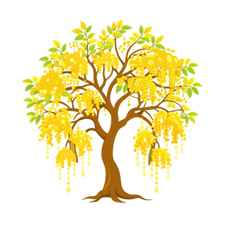 Beautiful Single Big Tree Vector Illustrationのイラスト素材