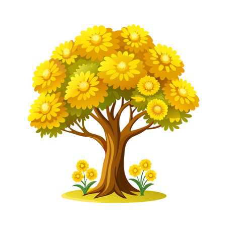Beautiful Single Big Tree Vector Illustrationのイラスト素材