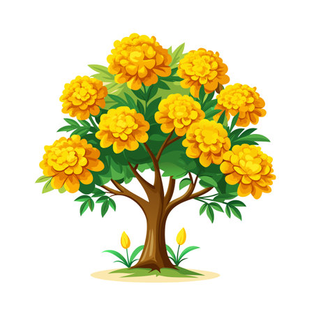 Beautiful Single Big Tree Vector Illustrationのイラスト素材