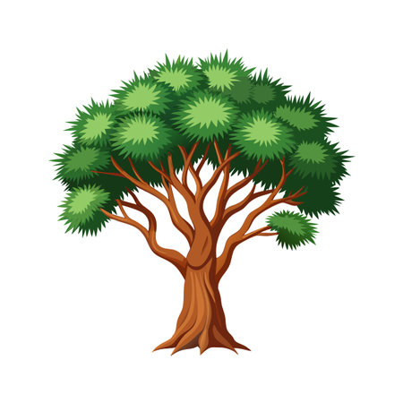 Beautiful Single Big Tree Vector Illustrationのイラスト素材