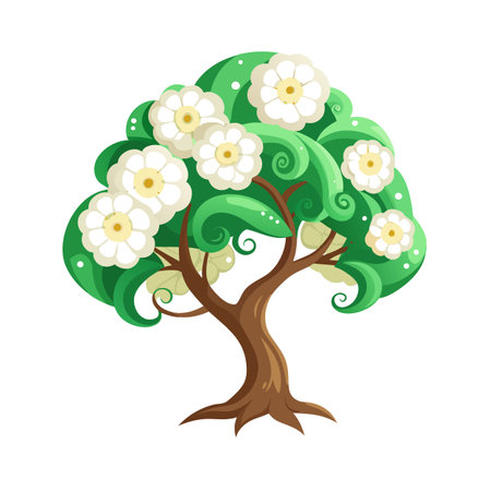 Beautiful Single Big Tree Vector Illustrationのイラスト素材