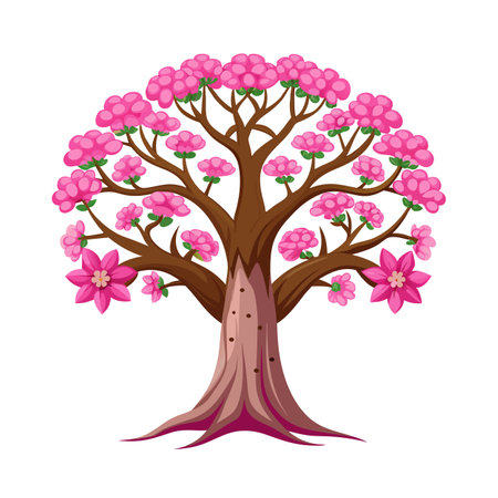 Beautiful Single Big Tree Vector Illustrationのイラスト素材