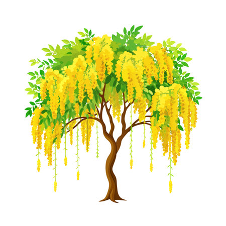 Beautiful Single Big Tree Vector Illustrationのイラスト素材