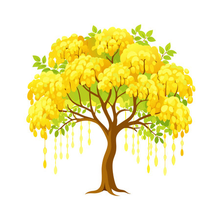 Beautiful Single Big Tree Vector Illustrationのイラスト素材