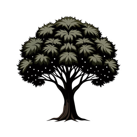 Beautiful Single Big Tree Vector Illustrationのイラスト素材