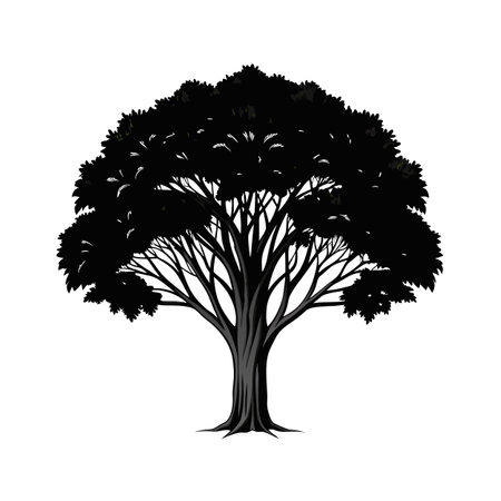 Beautiful Single Big Tree Vector Illustrationのイラスト素材