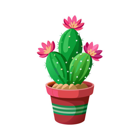 Beautiful Flowerpot Houseplant Vector Illustration Conceptのイラスト素材