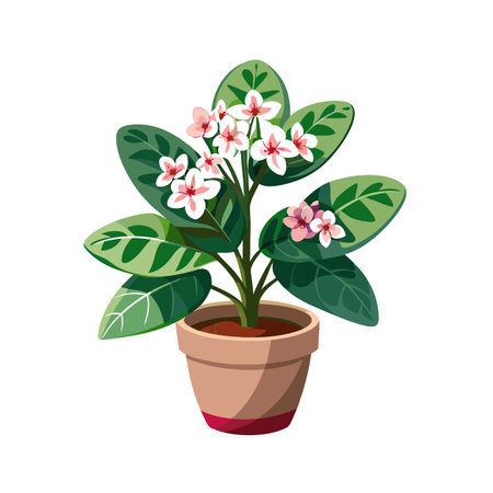 Beautiful Flowerpot Houseplant Vector Illustration Conceptのイラスト素材