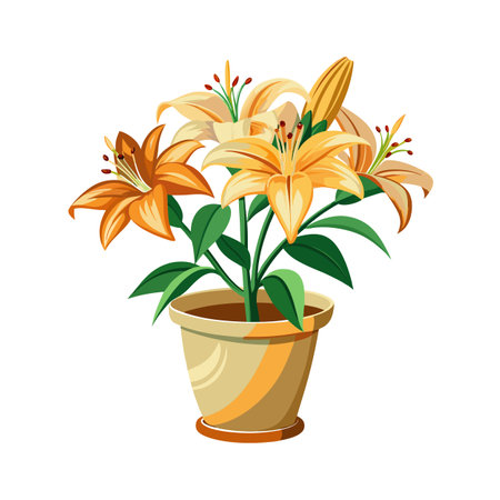 Beautiful Flowerpot Houseplant Vector Illustration Conceptのイラスト素材