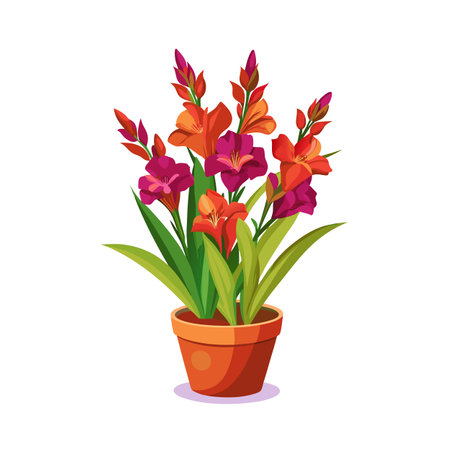 Beautiful Flowerpot Houseplant Vector Illustration Conceptのイラスト素材