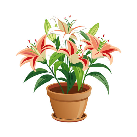 Beautiful Flowerpot Houseplant Vector Illustration Conceptのイラスト素材