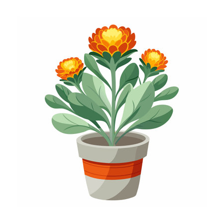 Beautiful Flowerpot Houseplant Vector Illustration Conceptのイラスト素材
