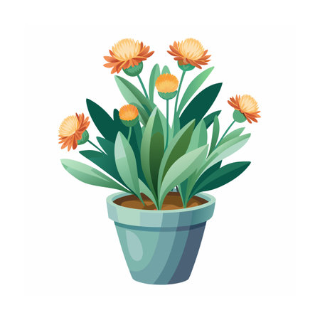 Beautiful Flowerpot Houseplant Vector Illustration Conceptのイラスト素材