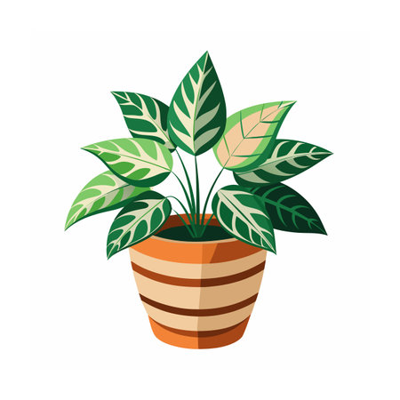Beautiful Flowerpot Houseplant Vector Illustration Conceptのイラスト素材