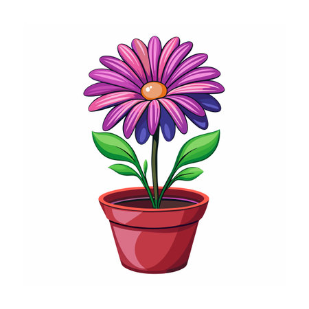 Beautiful Flowerpot Houseplant Vector Illustration Conceptのイラスト素材