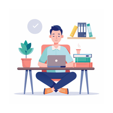Realistic Office Moments Vector Illustration Conceptsのイラスト素材