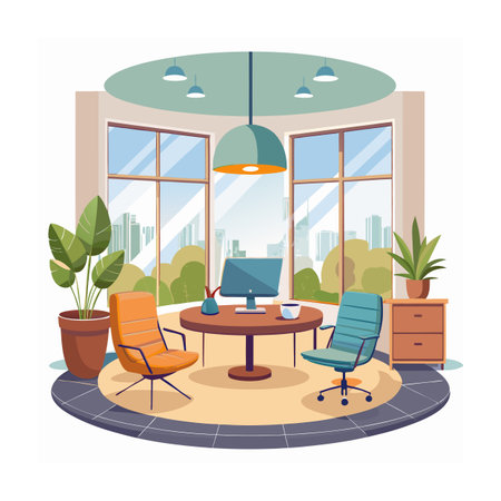 Realistic Office Moments Vector Illustration Conceptsのイラスト素材