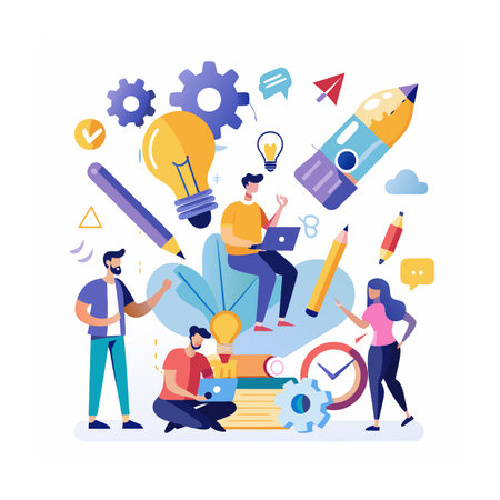 Realistic Office Moments Vector Illustration Conceptsのイラスト素材