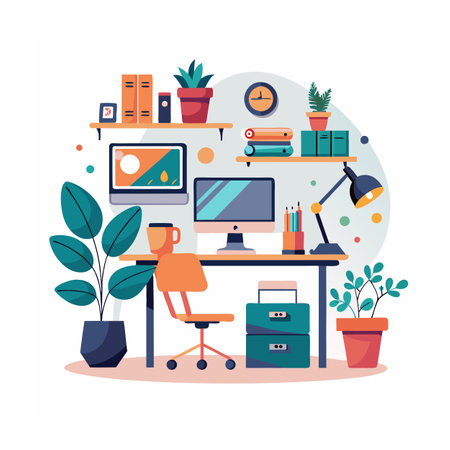 Realistic Office Moments Vector Illustration Conceptsのイラスト素材