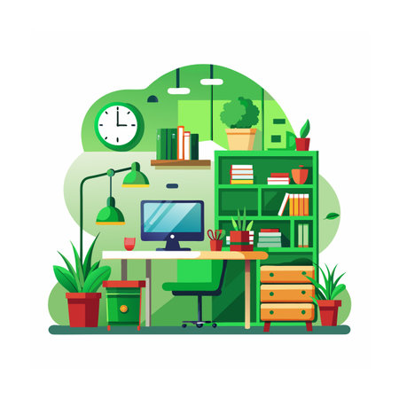 Realistic Office Moments Vector Illustration Conceptsのイラスト素材