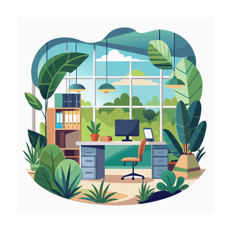 Realistic Office Moments Vector Illustration Conceptsのイラスト素材