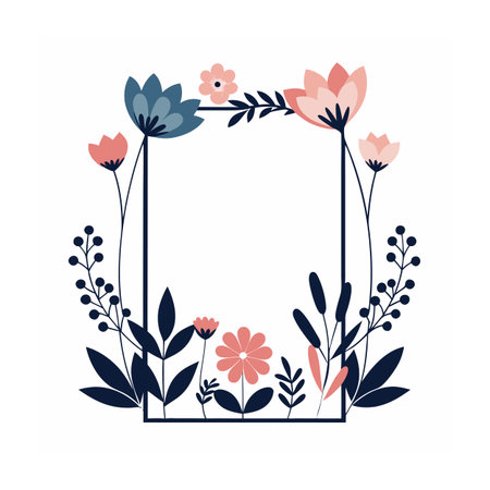 Beautiful Minimalist Floral Frame Border Vector Illustrationのイラスト素材