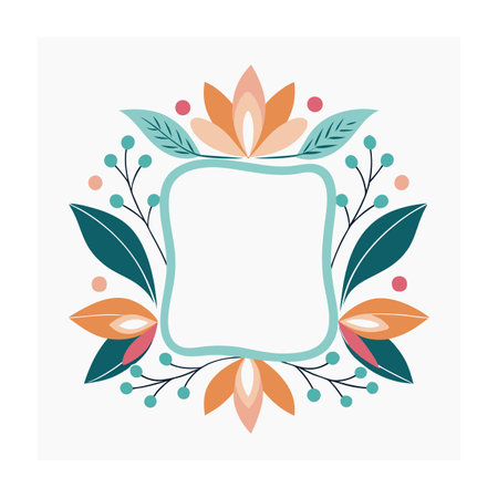 Beautiful Minimalist Floral Frame Border Vector Illustrationのイラスト素材
