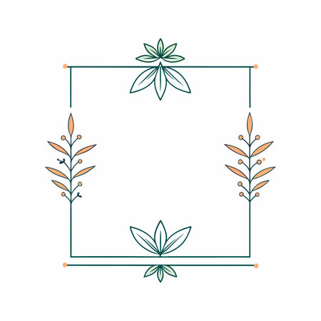 Beautiful Minimalist Floral Frame Border Vector Illustrationのイラスト素材