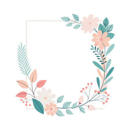 Beautiful Minimalist Floral Frame Border Vector Illustrationのイラスト素材