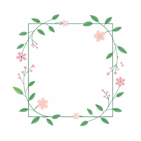 Beautiful Minimalist Floral Frame Border Vector Illustrationのイラスト素材