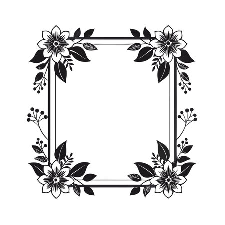 Beautiful Minimalist Floral Frame Border Vector Illustrationのイラスト素材