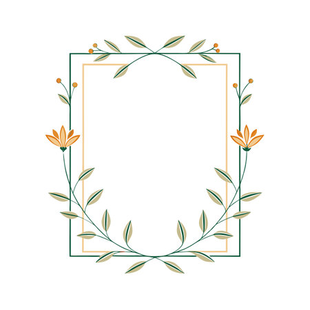 Beautiful Minimalist Floral Frame Border Vector Illustrationのイラスト素材