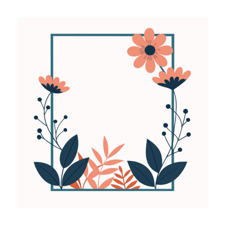 Beautiful Minimalist Floral Frame Border Vector Illustrationのイラスト素材