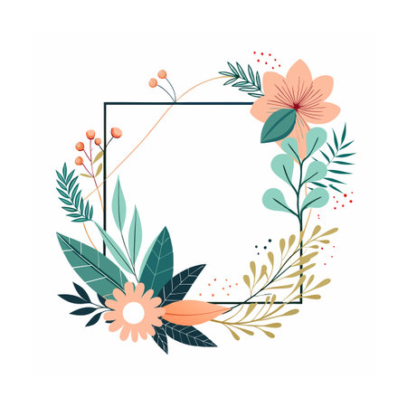 Beautiful Minimalist Floral Frame Border Vector Illustrationのイラスト素材