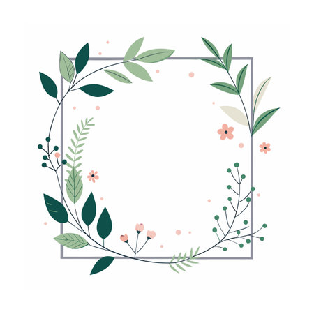 Beautiful Minimalist Floral Frame Border Vector Illustrationのイラスト素材