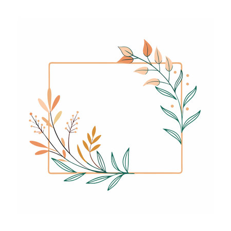 Beautiful Minimalist Floral Frame Border Vector Illustrationのイラスト素材