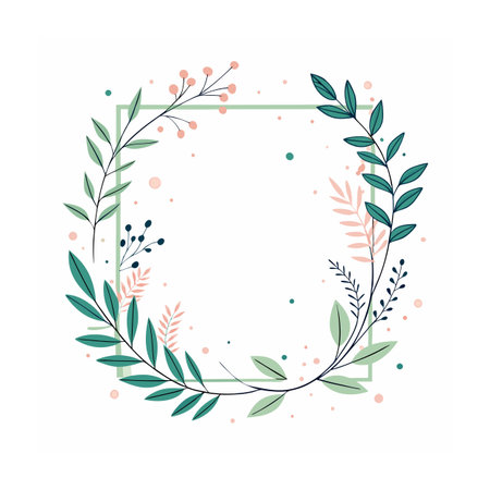 Beautiful Minimalist Floral Frame Border Vector Illustrationのイラスト素材