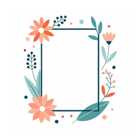 Beautiful Minimalist Floral Frame Border Vector Illustrationのイラスト素材
