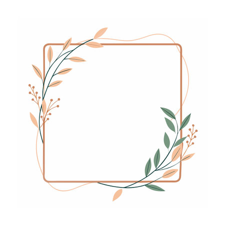 Beautiful Minimalist Floral Frame Border Vector Illustrationのイラスト素材