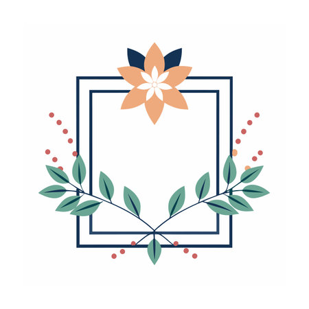 Beautiful Minimalist Floral Frame Border Vector Illustrationのイラスト素材